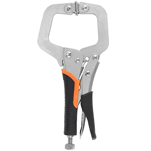HOZEON 3 PCS 6 Inch C Clamp Locking Pliers, Heavy Duty Welding C Clamp Pliers with Swivel Pads, Vise Grip Locking Pliers Face Clamps for Woodworking, Welding, Building - size: 3 PCS 6 In
