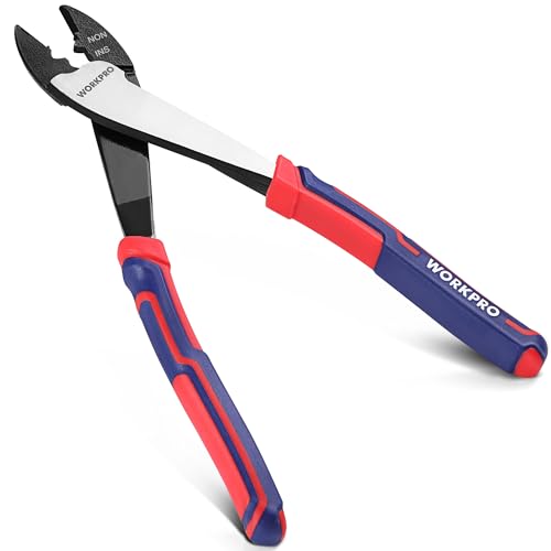 WORKPRO 9.5" Wire Cutter/Crimper, Cr-V Steel Wire Crimping/Cutting Tool - size: 9.5 inches