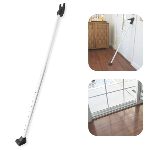 Door Security Bar & Portable Door Lock with Alarm (White) – High-Grade Iron Door Jammer & 130dB Alarm for Home, Apartment, Hotel & Travel Safety – (Black)