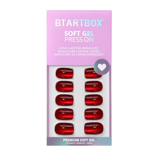 BTArtbox Press On Nails, Hot Love, Short Square, Red Cat Eye, 32Ct - color: A1-Hot Love