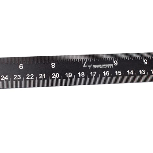 PEC Tools 2-Piece 12" Aluminum Combination Square Set - with Bubble Level and Draw Pin, Laser-Etched Markings for Accurate Measurement, Includes Both Inch&mm, Measuring Tool for Woodworking