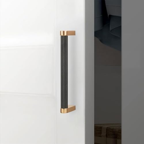10 Pack 6-1/4 inch Black and Champagne Bronze Kitchen Cabinet Handles Knurled Cabinet Pulls Black Drawer Pulls Kitchen Cabinet Hardware Handles Dresser Handles - color: Black And Champagne Bronze, size: 6-1/4" Hole Center（160mm）