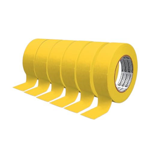 KREFINISH Painters Tape for Cars Vehicles Paint Tape Auto Body Yellow Masking Tape Heat Resistant Automotive Removable No Residue Painting Tape Bulk Set for Paint Booth, 0.94in-60 yards/6rolls - size: 0.94in-6rolls