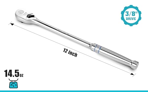 DURATECH Extra Long Handle 3/8-Inch Drive Ratchet, 90-Tooth Ratchet Wrench - size: 3/8" with 12" handle