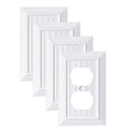 Pure White Classic Beadboard Wall Plates,Light Switch Covers,Electrical Outlet Covers, Switch Plates of Various Combination, Nature Bamboo Fiber Wall plate (1 Gang Duplex 4 Pack) - style: 1 Gang Duplex 4 Pack