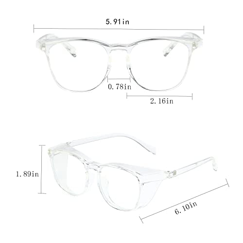 Safety Glasses for Men Women Nurses Anti Fog Stylish Fashion Comfortable Goggles with Side Shields Eye Protection for Adult - color: Clear
