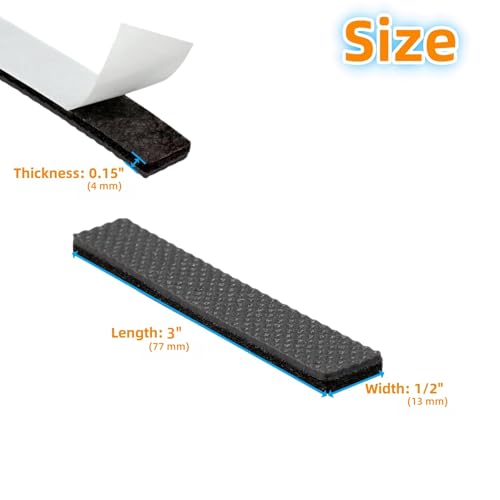 Non Slip Furniture Pads 1/2" x 3" Rubber Strips Self Adhesive Furniture Grippers Chair Leg Pads Rubber Chair Feet Anti Scratches Non Skid Furniture Pad Floor Protectors, 40 Pcs Rectangle - size: 0.5 x 3" Rectangle 40pcs