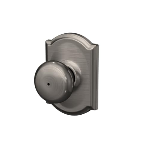 SCHLAGE Plymouth Bed/Bath Privacy Door Handle with Lock, Antique Pewter - color: Antique Pewter, size: Camelot