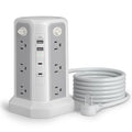 Surge Protector Power Strip Tower (13A 1625W) 10FT with PD20W USB C Port - style: White Gray-13A-2A2C