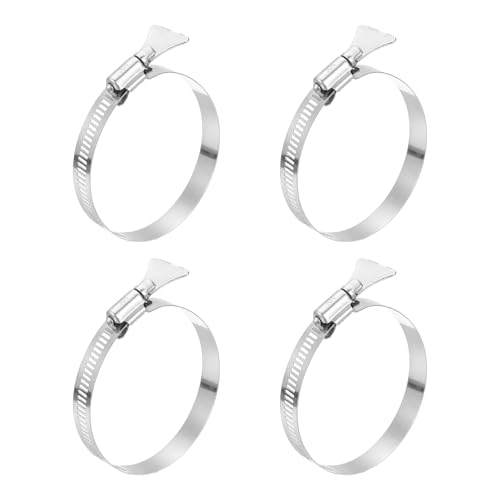 HARFINGTON 4pcs Hose Clamps 2.3"-3.2" (59-82mm) Adjustable 304 Stainless Steel Worm Gear Hose Clamps Assortment Kit for Plumbing Dryer Vent Automotive Dust Collector - size: 59-82mm