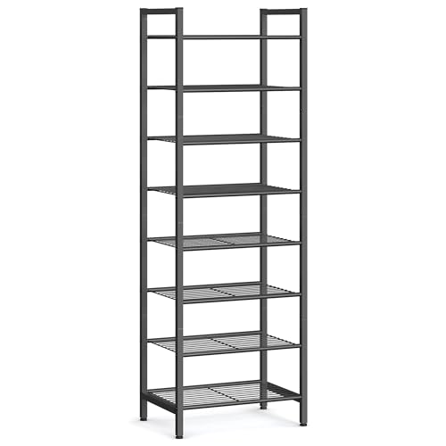 SONGMICS 8-Tier Metal Shoe Rack, Vertical Shelf, Holds up to 18 Pairs - color: Black, size: 8 Tiers (12"D x 17.6"W)