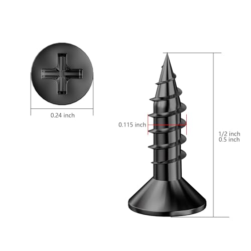 Wensilon # 4X1/2 (680PCS) Flat Head Black Wood Screw 3X12, Quick Metal self Tapping Flat Head - color: Black, size: #4x1/2"