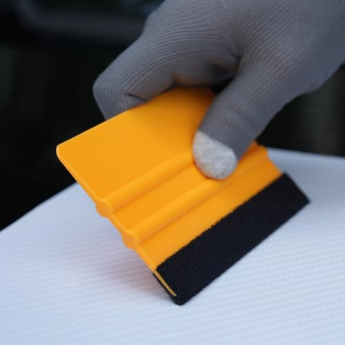 2-Pack Felt Edge Squeegee Tool for Vinyl Wrap & Wallpaper Smoothing, Plastic Scraper with Replacement Fabric Felts, Anti-Scratch Applicator for Car Window Tint, Glass Film & Craft Decals - color: yellow