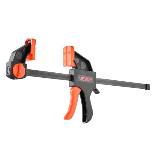 VEVOR Bar Clamps for Woodworking, 2-Pack 12 inch and 2-Pack 6 inch, One-Handed Clamp/Spreader, Quick-Grip F-Clamp with 154 lbs Load Limit, Premium Plastic and Steel, for Woodworking Metal working - size: 12"(4 Pack), style: Quick Grip