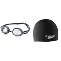 Speedo unisex-adult Swim Goggles Vanquisher - color: Clear W/ Speedo Black Cap