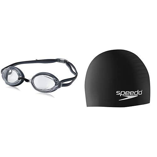 Speedo unisex-adult Swim Goggles Vanquisher - color: Clear W/ Speedo Black Cap