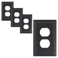 4-Pack Classic Beadboard Natural Bamboo Fiber Duplex Outlet Cover Plate - color: Black, size: 1 Duplex 4PK