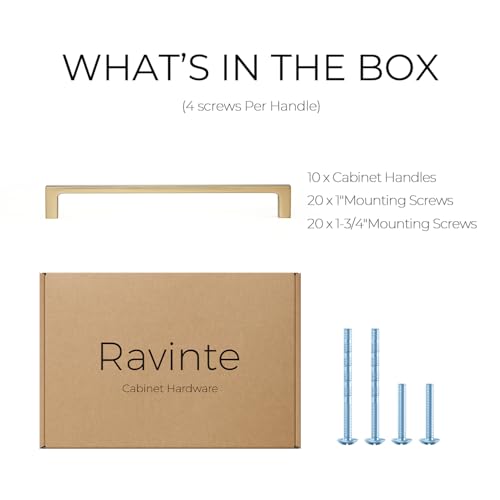Ravinte Champagne Bronze Kitchen Square Cabinet Handles 7-1/2 Inch 10 Pack - size: 7-1/2 Inch Hole