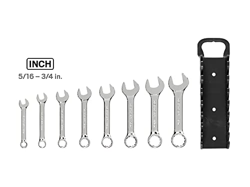 TEKTON Stubby Combination Wrench Set, 8-Piece | WRN01066 - size: 8-Piece (5/16-3/4 in.), style: Holder