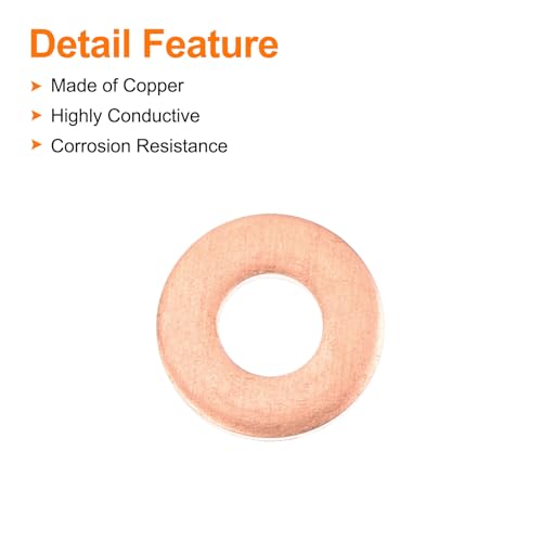 MECCANIXITY 52 Pcs Flat Copper Washers, 3x7x1mm Copper Upgraded Flat Metric Sealing Crush Ring Washers for Hydraulic Fittings Screw Bolt Nut Electronic Repair - size: 3x7x1mm
