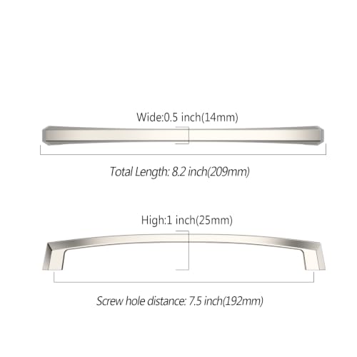 Asidrama 10 Pack 7.5 inch Brushed Satin Nickel Kitchen Cabinet Handles - color: Brushed Satin Nickel, size: 7.5" Hole Center(192mm)