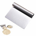 Stainless Steel Dough Scraper with Measuring Scale - Multi-Purpose Kitchen Tool for Baking, Pizza, Grilling, Pastry Cutter & Vegetable Chopper | Ergonomic Handle & Rust-Proof Design