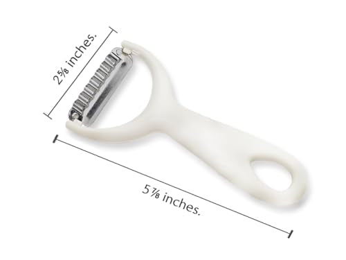 WitnyStore Kitchen Tool 5⅞" Long White Plastic Handle Stainless Steel Wavy Peeler Grater Shredder - Thai Cooking Utensils Multipurpose Portable Hand-Held Cookery Equipments for Food Fruit Vegetable