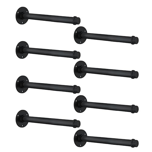 Industrial Pipe Shelf Brackets for 10 Inches Board, Heavy Duty Wall Mounted Metal Shelving Brackets for DIY Floating Shelves (8 Pack) - size: 10 Inch 8 Pack