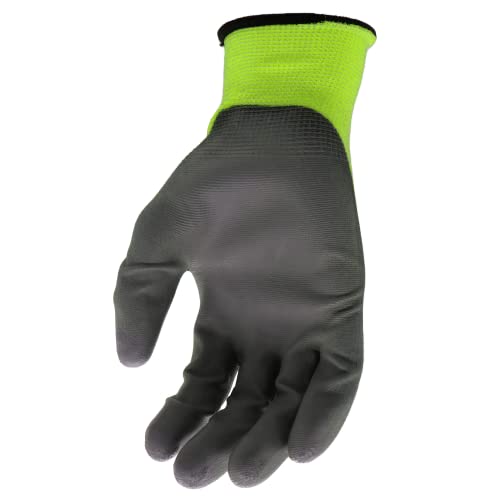 Boss Men's High Visibility Nitrile Coated Work Gloves, 5-Pack, High Dexterity, Enhanced Grip, Abrasion Resistant, Water Resistant, Large, Green/Black, (B31211-L5P)