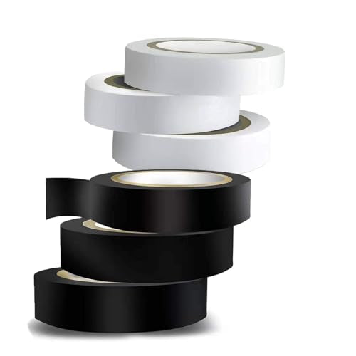 Wapodeai 6PCS (3 Black + 3 White) Electrical Tape, 0.62 in X 49 ft - style: 3PCS White and 3PCS Black