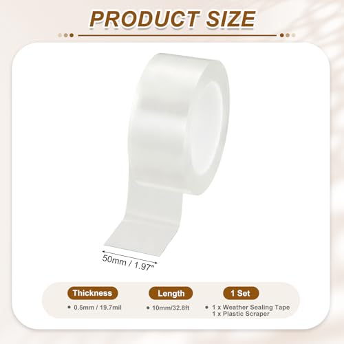uxcell Window Weather Sealing Tape, 2 Inch x 32.8 ft (19.7mil Thick) - size: 2 Inch x 32.8 ft x 19.7mil
