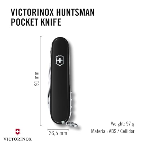 Victorinox Huntsman Swiss Army, 15 Function Pocket Knife, Black - color: Black, style: Single Knife