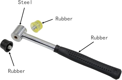 2 Pcs Black Rubber Hammer, 25mm Double Face and Widely Used for Installing Furniture, Floor, Tiles, Watches and Handmade (25mm)