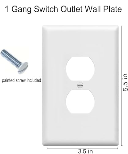 ZEFTV Over-Size Duplex Outlet Cover Wall Plates 1-Gang 5.5" x 3.5" Switch Outlet Electrical Cover Plate Unbreakable Thermoplastic Faceplate for Light Receptacle Outlet Switch, White (4 Pack) - color: Over-Size,Single Duplex, size: 4 Pack