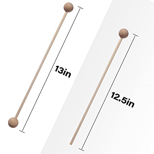 25PCS Wooden Dowel Rods and 25PCS Dowel Caps, 1/4" Diameter x 12" Length Cake Dowel Rods Wooden Lollipops and 1" Diameter with 1/4" Hole Wood Dowel Caps for Crafts and DIYers,Set of 50
