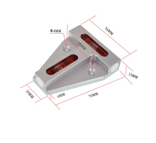 High precision aluminum alloy T-shaped level platform can be used. Small ruler with magnetic bubble beads for measurement (70 x56 x15mm) - size: 70 x56 x15mm