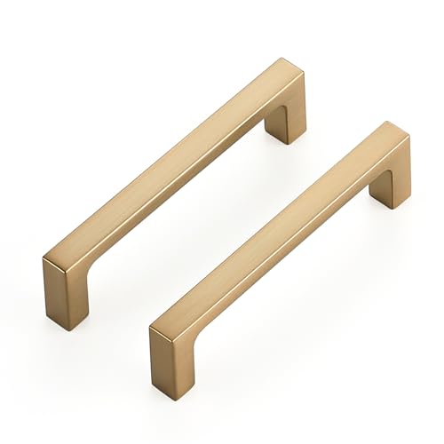 Ravinte Champagne Bronze Kitchen Square Cabinet Handles 3-3/4 Inch 10 Pack - size: 3-3/4 Inch Hole