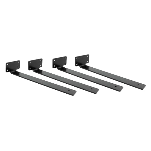 4 Pack 12 Inch Shelf Brackets – Heavy-Duty Black Metal L Bracket Kit for Wall Mount Floating Shelves – Includes Screws & Anchors – Ideal for Garage, Kitchen, Pantry, or Closet Shelving - size: 12 Inch