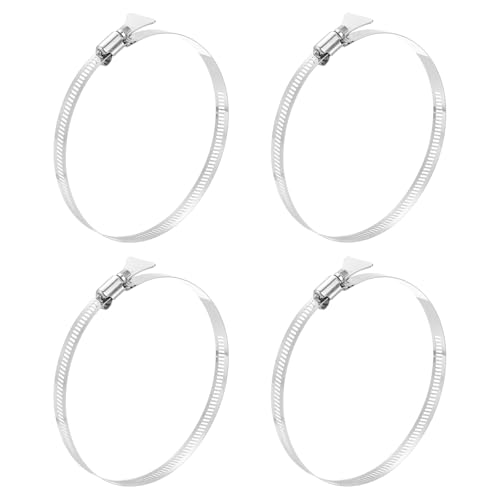 HARFINGTON 4pcs Hose Clamps 4.6"-5.5" (118-140mm) Adjustable 304 Stainless Steel Worm Gear Hose Clamps Assortment Kit for Plumbing Dryer Vent Automotive Dust Collector - size: 118-140mm