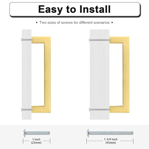 Probrico 10 Pack Gold Cabinet Pulls Square Kitchen Cabinet Hardware 5 Inch(128mm) Hole Center Modern Drawer Handles Stainless Steel Golden Drawer Pulls for Cupboard - color: Gold, size: hole center 5"