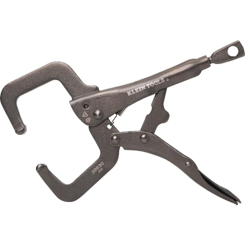 Klein Tools 38664 Locking Pliers Set, C-Clamp 6-Inch, Long Nose 6-Inch, Curved Jaw 10-Inch, High Torque, Molded Grips for Clamping and Gripping 3-Piece