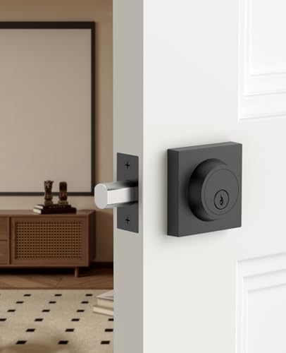 Asidrama 1 Pack Matte Black Heavy Duty Single Cylinder Deadbolts - color: Matte Black, size: 1 Pack, style: Deadbolt