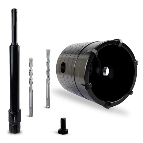 DECKRKAT 2-1/8" Concrete Hole Saw Kit,Electroplated Black Quenching Tech,Heavy-Duty Thickened Alloy Teeth,SDS Plus Shank & 2 Center Bits for Concrete,Brick,Stone. - size: (55mm)2-1/8"