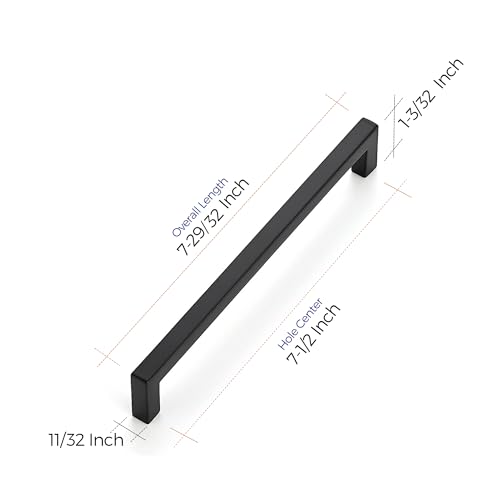 Ravinte Matte Black Cabinet Handles Solid Cabinet Pulls 7-1/2 Inch 10 Pack - color: Black, size: Flat Black 7-1/2'' Hole Center