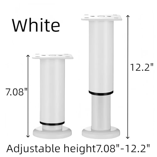 4Pcs White Adjustable 7.08-12.2 Inch Metal Furniture Legs for Cabinet Sofa - color: White, size: 7.08"-12.2"-Set of 4