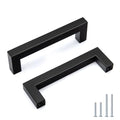 Goldenwarm 5 Pack 3-3/4 in Matte Black Cabinet Handles Square Drawer Pulls - color: Matte Black, size: 3 3/4 Inch Hole Center