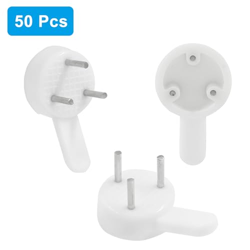 Hordion 50 PCS Plastic Picture Hangers 25*15mm Photo Frame Hanging Hooks | Traceless Wall Hooks, Invisible Nail Hardwall Hanger for Hanging Picture, Photo, Frame