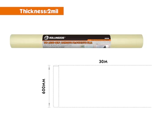ROLLINDOG 2Mil Self Adhesive Clear Protective Glass Film 24 Inch x 100 Ft - color: 24 inch x 100 feet