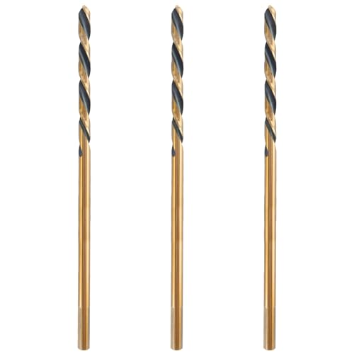1/4 x 8 Inch Extra Long Drill Bits (3 Pack), Aircraft Drill Bit Black and Gold M2 HSS for Wood, Plastic, Thin Metal Sheet - size: 1/4 in