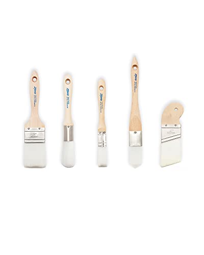 Zibra 5-Piece DIY Paint Brush Set with Detail and 2-inch Paint Brushes for Walls, Trim and Furniture, White - style: Walls, Trim and Furniture